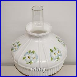 Aladdin Brass Kerosene Electric Lamp Crystal Dogwood Glass Shade Converted VTG