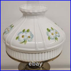 Aladdin Brass Kerosene Electric Lamp Crystal Dogwood Glass Shade Converted VTG