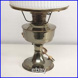 Aladdin Brass Kerosene Electric Lamp Crystal Dogwood Glass Shade Converted VTG