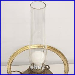 Aladdin Brass Kerosene Electric Lamp Crystal Dogwood Glass Shade Converted VTG