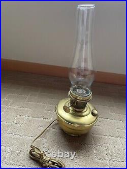 Aladdin Brass Kerosene Lamp Electrified with Clear Glass Chimney