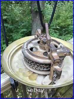 Aladdin Brass Kerosene Oil Lamp Pulldown Hanging Rare Spreaderbar Collectible