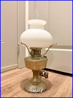 Aladdin Brass Model 12 Electric Lamp With 10 Milk Glass Shade Vintage