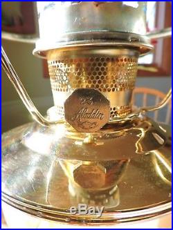 Aladdin Brass Model #23 Kerosene Oil Mantle Table Lamp With White Shade