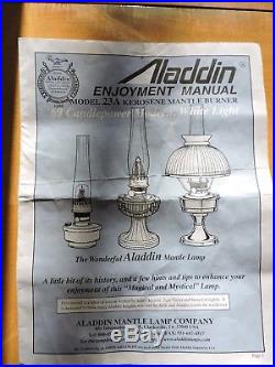 Aladdin Brass Model #23 Kerosene Oil Mantle Table Lamp With White Shade