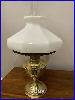 Aladdin Brass Model 23 Oil Lamp With Signed 9 Panel Morning Glory Shade