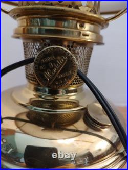 Aladdin Brass Model 9 Converted Electric Oil Lamp With Milk Glass Mellon 7 Shade