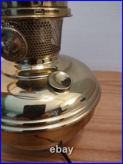 Aladdin Brass Model 9 Converted Electric Oil Lamp With Milk Glass Mellon 7 Shade