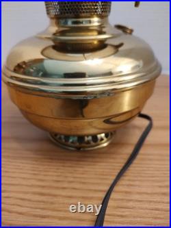 Aladdin Brass Model 9 Converted Electric Oil Lamp With Milk Glass Mellon 7 Shade