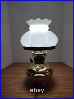 Aladdin Brass Model 9 Converted Electric Oil Lamp With Milk Glass Mellon 7 Shade