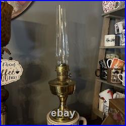 Aladdin Brass Oil Kerosene Lamp #23 Burner Aladdin Chimney For Parts Not Tested