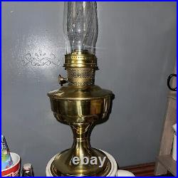 Aladdin Brass Oil Kerosene Lamp #23 Burner Aladdin Chimney For Parts Not Tested