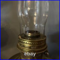 Aladdin Brass Oil Kerosene Lamp #23 Burner Aladdin Chimney For Parts Not Tested