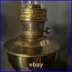 Aladdin Brass Oil Kerosene Lamp #23 Burner Aladdin Chimney For Parts Not Tested