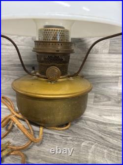 Aladdin Brass Oil Lamp Electrified Model 8 White Milk Glass Shade