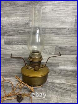 Aladdin Brass Oil Lamp Electrified Model 8 White Milk Glass Shade