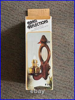 Aladdin Brass Reflections Wood wall sconce withmirror, & with brass font NOS w box