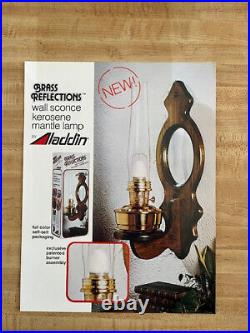 Aladdin Brass Reflections Wood wall sconce withmirror, & with brass font NOS w box