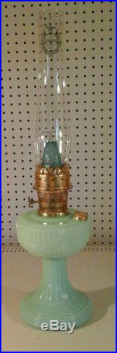 Aladdin C6019 Green Moonstone Lincoln Drape Kerosene Oil Lamp. NOS