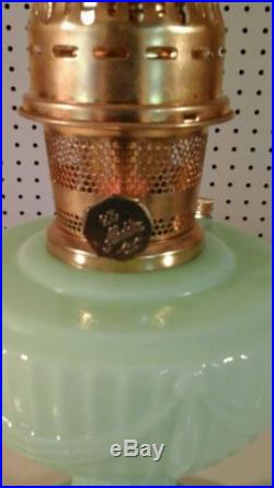 Aladdin C6019 Green Moonstone Lincoln Drape Kerosene Oil Lamp. NOS