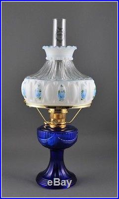 Aladdin C6177-750 Cobalt Short Lincoln Drape with Crystal Blue Rose Shade Lamp