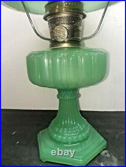 Aladdin CATHEDRAL Lamp MOONSTONE JADE WITH JADE COLORED Shade