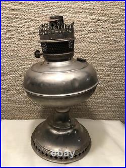 Aladdin Caboose Oil Lamp Aluminum Silver Colored Base Antique Vintage Decor