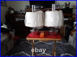 Aladdin Caboose Oil Lamps With Shades & Stainless Wall Mount Brackets