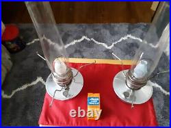 Aladdin Caboose Oil Lamps With Shades & Stainless Wall Mount Brackets