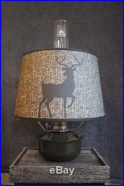 Aladdin Camo Green Aluminum Shelf Lamp With Deer Shade
