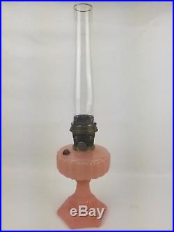 Aladdin Cathedral Pastel Flesh Moonstone Pink Kerosene Oil Lamp with Chimney