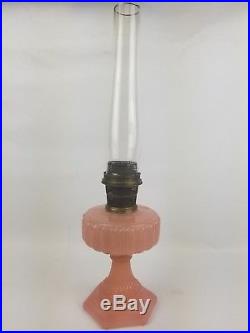 Aladdin Cathedral Pastel Flesh Moonstone Pink Kerosene Oil Lamp with Chimney