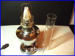 Aladdin Chrome Or Nickel Oil Kerosene Lamp W Burner 23 And Aladdin Chimney