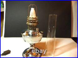 Aladdin Chrome Or Nickel Oil Kerosene Lamp W Burner 23 And Aladdin Chimney