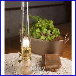 Aladdin Clear Genie III Shelf Oil Lamp (Brass Trim) with White Shade