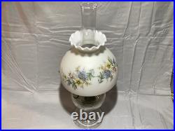 Aladdin Clear Glass Beehive Oil Lamp Nu-Type Model B with Glass Floral Print Shade