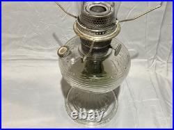 Aladdin Clear Glass Beehive Oil Lamp Nu-Type Model B with Glass Floral Print Shade