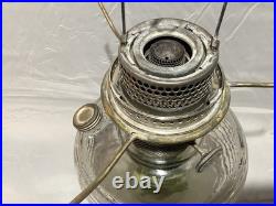 Aladdin Clear Glass Beehive Oil Lamp Nu-Type Model B with Glass Floral Print Shade