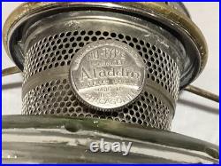 Aladdin Clear Glass Beehive Oil Lamp Nu-Type Model B with Glass Floral Print Shade