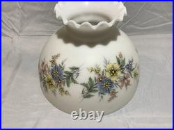 Aladdin Clear Glass Beehive Oil Lamp Nu-Type Model B with Glass Floral Print Shade