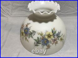 Aladdin Clear Glass Beehive Oil Lamp Nu-Type Model B with Glass Floral Print Shade