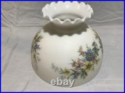 Aladdin Clear Glass Beehive Oil Lamp Nu-Type Model B with Glass Floral Print Shade