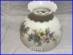 Aladdin Clear Glass Beehive Oil Lamp Nu-Type Model B with Glass Floral Print Shade