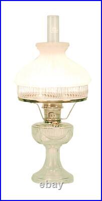 Aladdin Clear Lincoln Drape Table Oil Lamp (Brass Trim) with White Glass Shade
