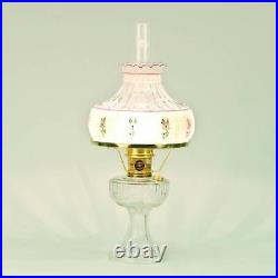 Aladdin Clear Lincoln Drape Table Oil Lamp Brass with Amethyst Rose Glass Shade