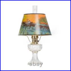 Aladdin Clear Lincoln Drape Table Oil Lamp, Ride Into the Sunset Shade, Nickel