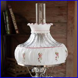 Aladdin Clear Lincoln Drape Table Oil Lamp with Amethyst Rose Glass Shade, Brass