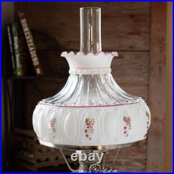 Aladdin Clear Lincoln Drape Table Oil Lamp with Amethyst Rose Glass Shade, Brass
