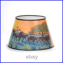 Aladdin Clear Lincoln Drape Table Oil Lamp with Ride Into the Sunset Shade