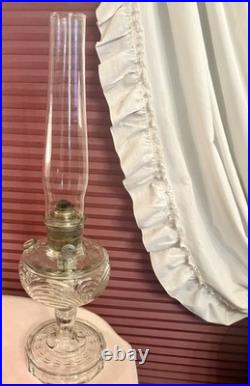 Aladdin Clear Manganese Glass Washington Drape Oil Lamp Model B Many Extras 23